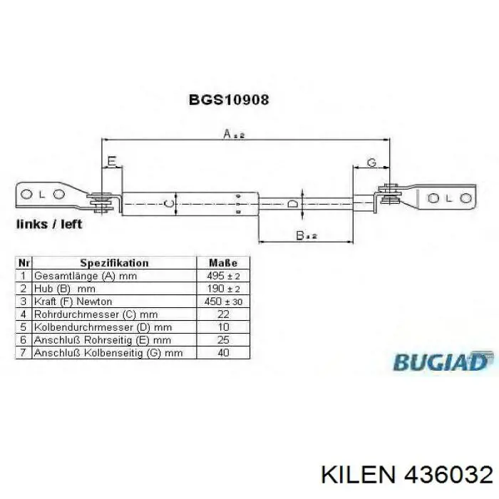 Амортизатор задней двери Kilen 436032 цена, от 9.33 USD