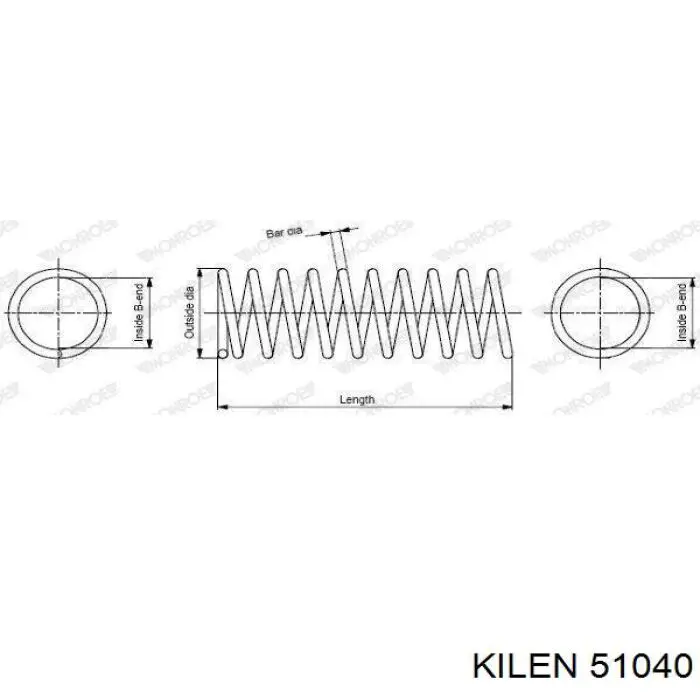 Muelle de suspensión eje trasero 51040 Kilen