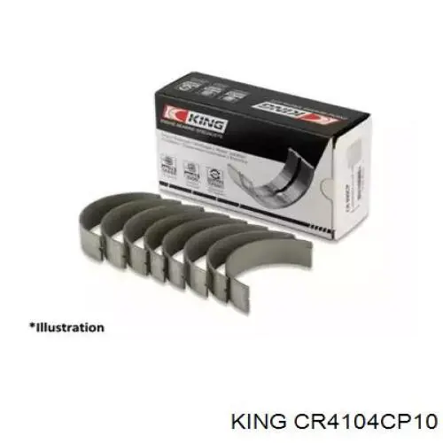 CR4104CP10 King вкладыши коленвала шатунные, комплект, 4-й ремонт (+1,00)
