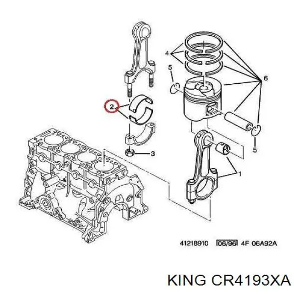 CR4193XASTD King вкладыши коленвала шатунные, комплект, стандарт (std)