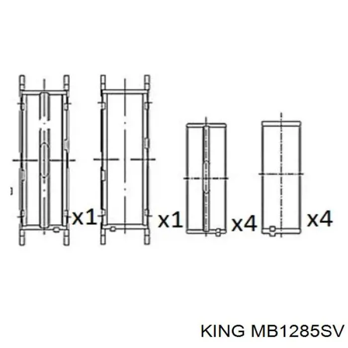 Вкладыши коленвала коренные, стандарт (STD) King MB1285SV цена, от 15.86 USD