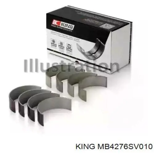Вкладыши коленвала, коренные, комплект, 1-й ремонт (+0,25) King MB4276SV010 цена, от 137.87 USD