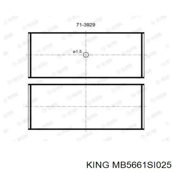 Вкладиші колінвала, корінні, комплект, 1-й ремонт (+0,25) MB5661SI025 King