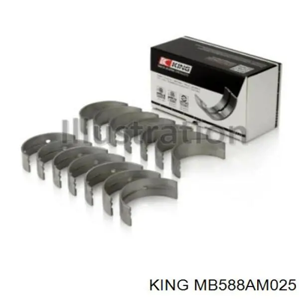 Вкладыши коленвала, коренные, комплект, 1-й ремонт (+0,25) King MB588AM025 цена, от 14.38 USD