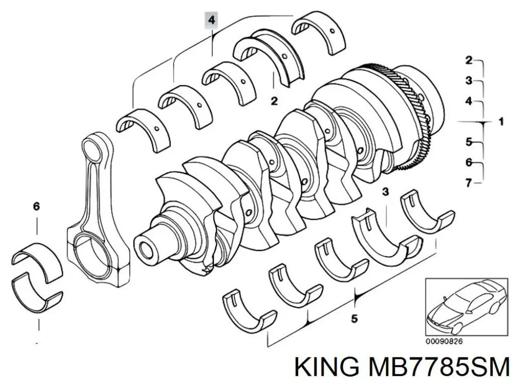 MB7785SM King Подшипник скольжения коленвала
