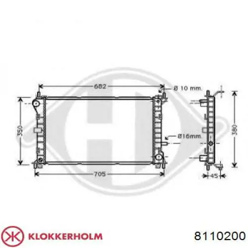 8110200 Klokkerholm суппорт радиатора в сборе (монтажная панель крепления фар)