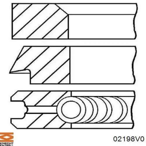 Комплект поршневых колец на 1 цилиндр, стандарт 02198V0 Knecht-Mahle