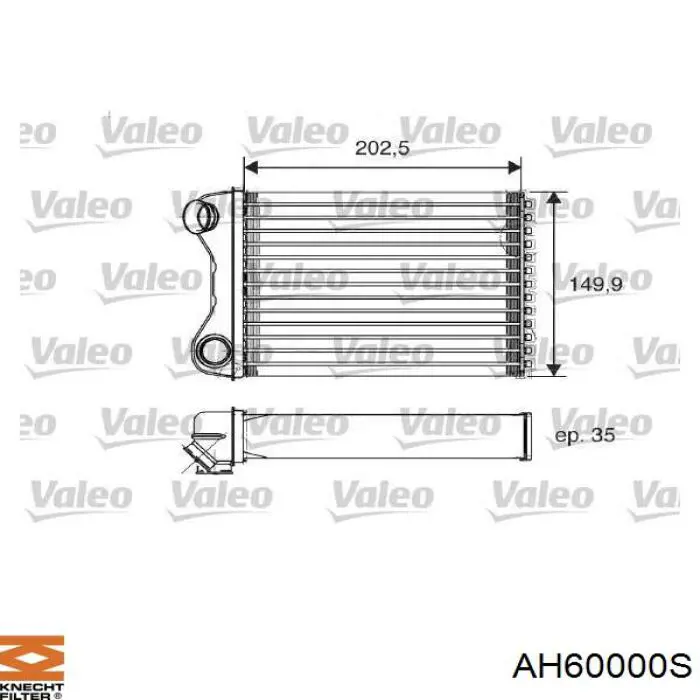 Радиатор печки (отопителя) Knecht-Mahle AH60000S