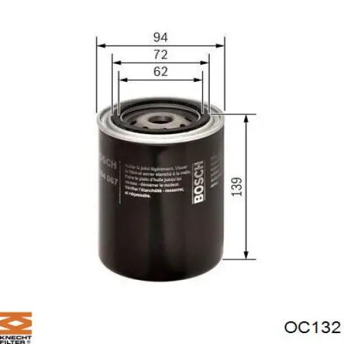 Масляный фильтр OC132 Knecht-Mahle