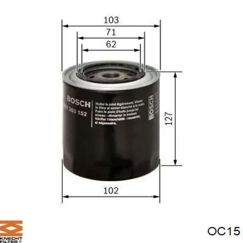 OC15 Knecht-Mahle масляный фильтр