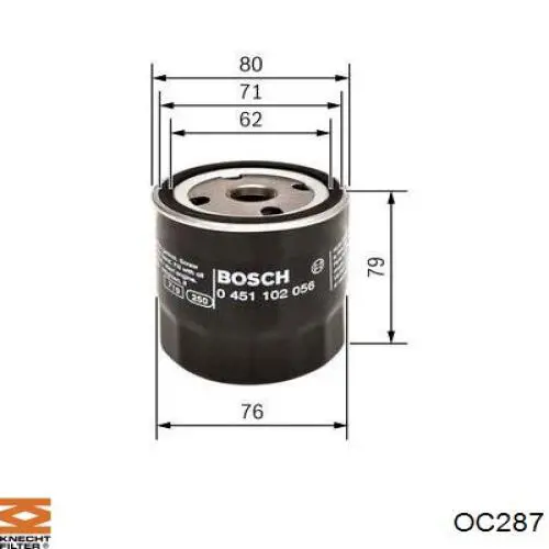 OC287 Knecht-Mahle масляный фильтр