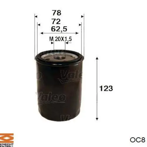 OC8 Knecht-Mahle масляный фильтр