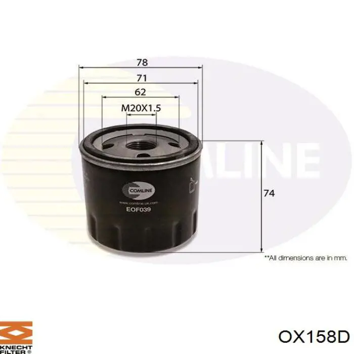 OX158D Knecht-Mahle масляный фильтр