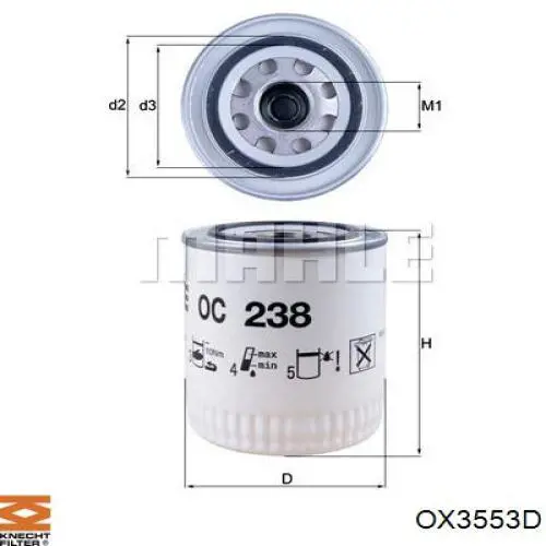 Фільтр масляний OX3553D Knecht-Mahle