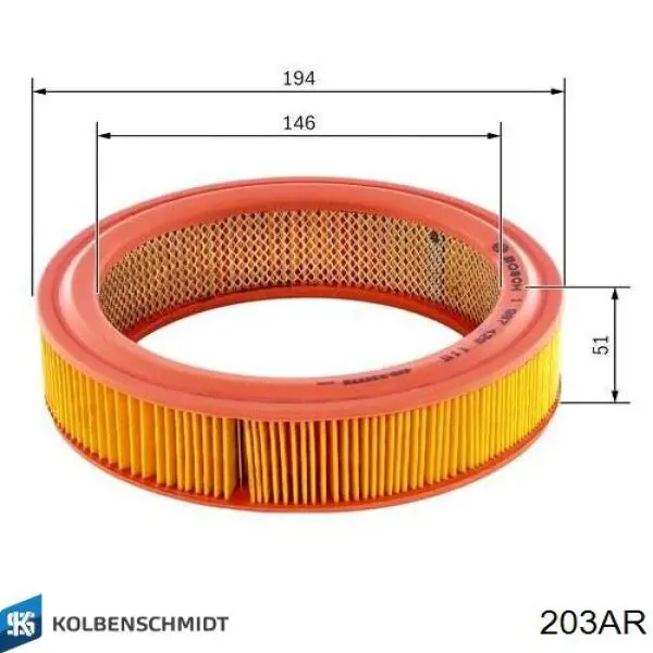 Воздушный фильтр 203AR Kolbenschmidt