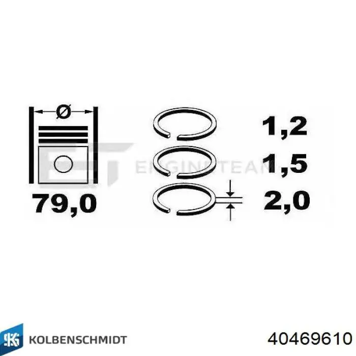 40469610 Kolbenschmidt поршень в комплекте на 1 цилиндр, 2-й ремонт (+0,50)