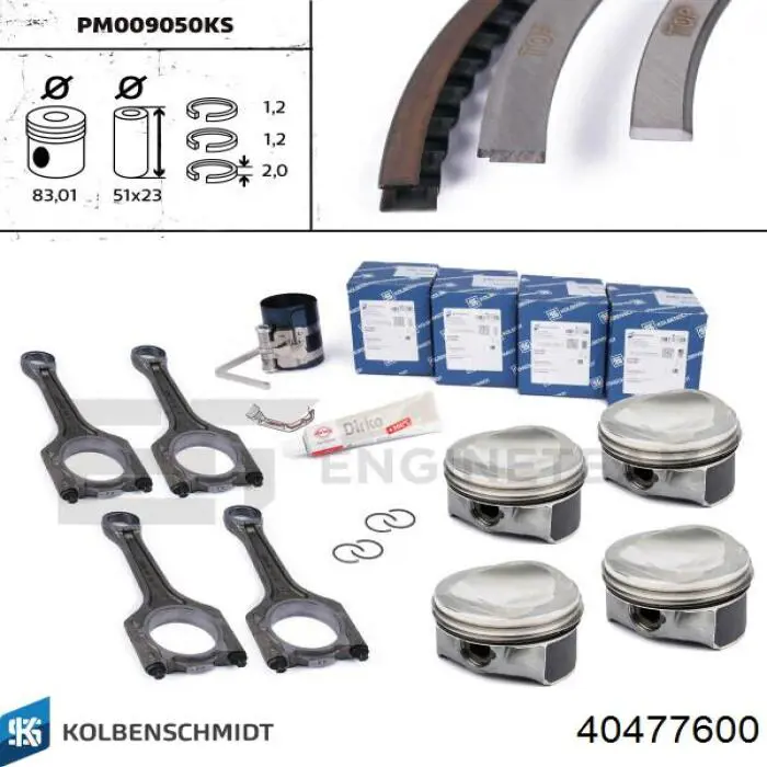 Поршня на 1 цилиндр, STD Kolbenschmidt 40477600