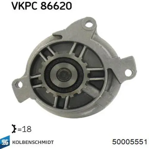 Помпа охлаждения Kolbenschmidt 50005551 цена, от 33.23 USD