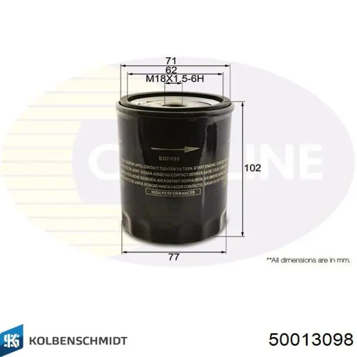 50013098 Kolbenschmidt масляный фильтр