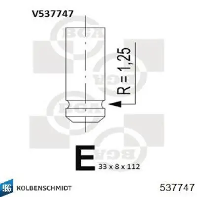 Клапан выпускной KOLBENSCHMIDT 537747