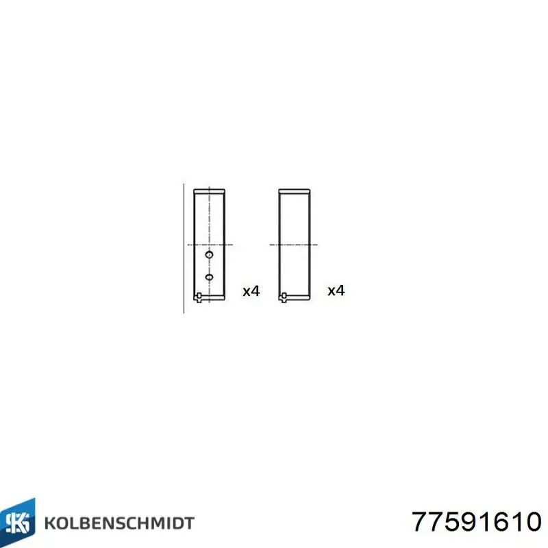 77591610 Kolbenschmidt Вкладыши коленвала шатунные комплект 1-й ремонт
