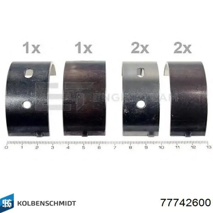 Купить 77742600 Kolbenschmidt Вкладыши коленвала, коренные, комплект, стандарт (STD)