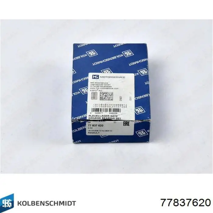 Вкладыши коленвала, шатунные, комплект, 2-й ремонт (+0,50) Kolbenschmidt 77837620 цена, от 16.10 USD