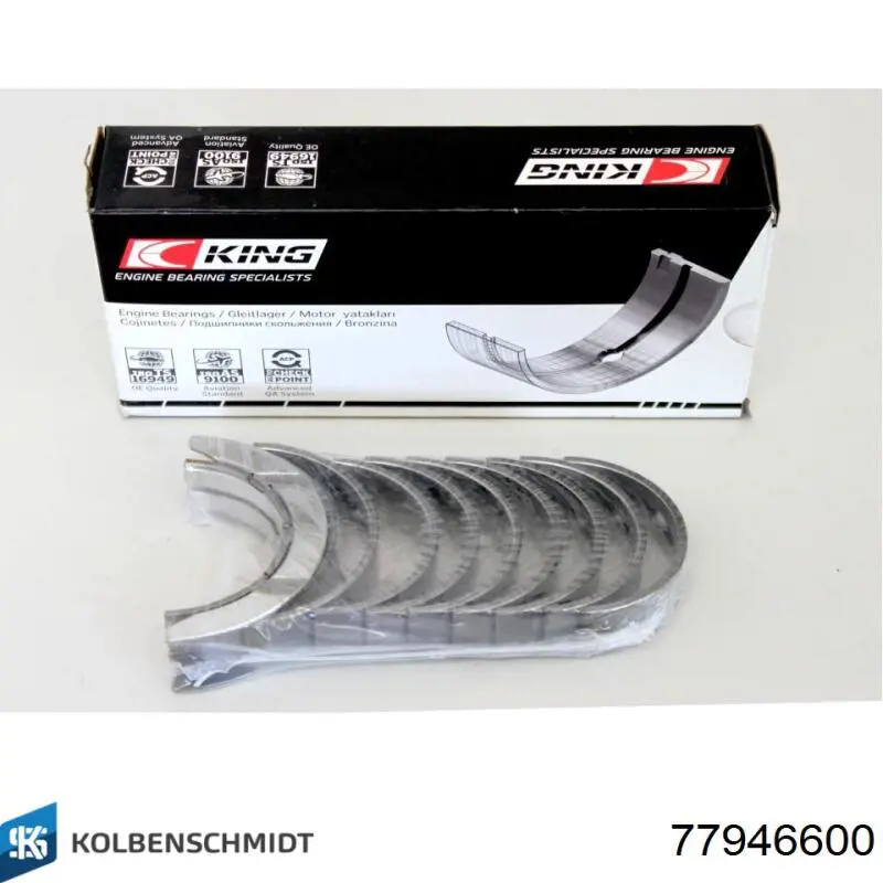 Купить 77946600 Kolbenschmidt Вкладыши коленвала, коренные, комплект, стандарт (STD)