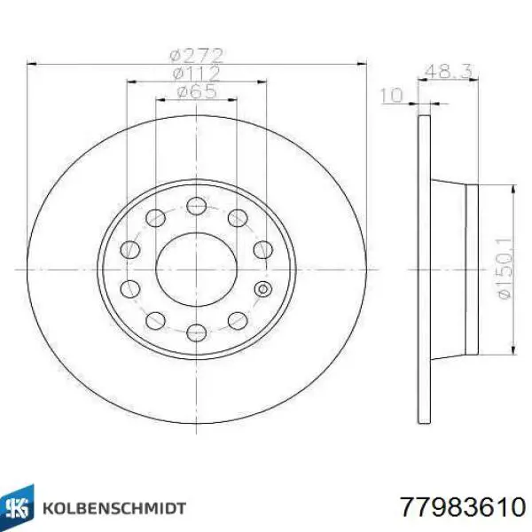 Juego de cojinetes de cigüeñal, cota de reparación +0,25 mm 77983610 Kolbenschmidt