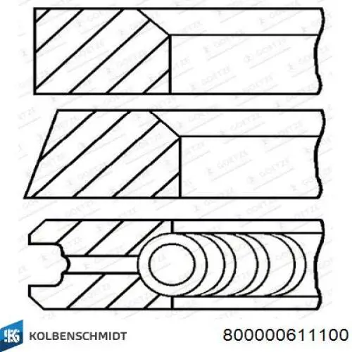 Кільця поршневі на 1 циліндр, 4-й ремонт (+1,00) 800000611100 Kolbenschmidt