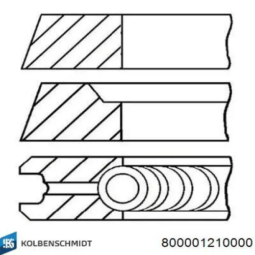 Комплект поршневых колец на 1 цилиндр, стандарт 800001210000 Kolbenschmidt