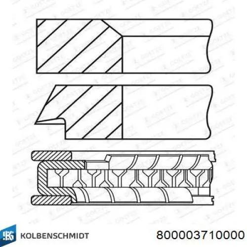 Купить 800003710000 Kolbenschmidt Комплект поршневых колец на 1 цилиндр, стандарт