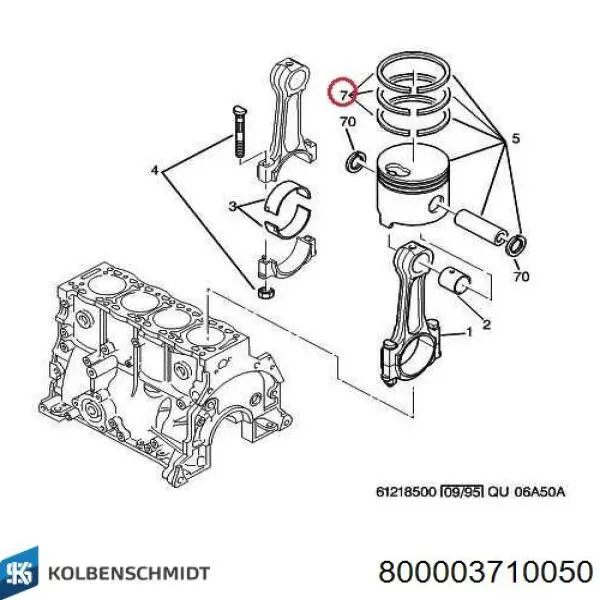 Juego de aros de pistón para 1 cilindro, cota de reparación +0,50 mm 800003710050 Kolbenschmidt