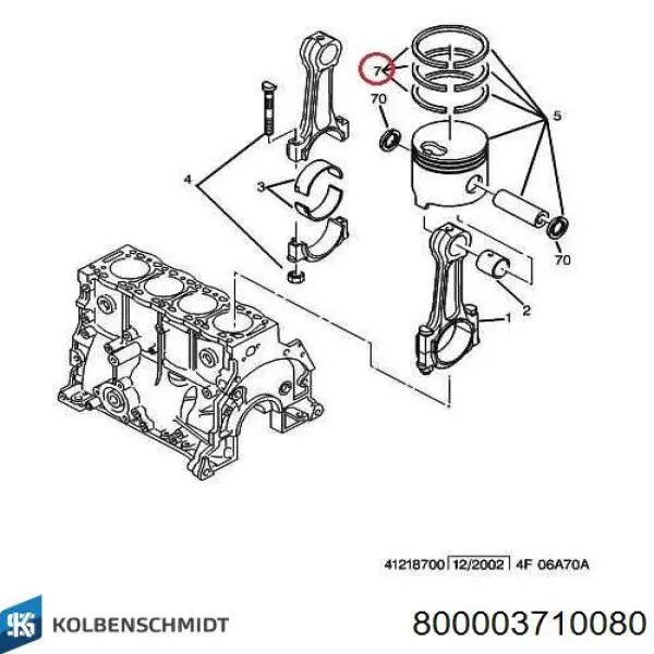 Кольца поршневые на 1 цилиндр, 3-й ремонт (+0,75) 800003710080 Kolbenschmidt