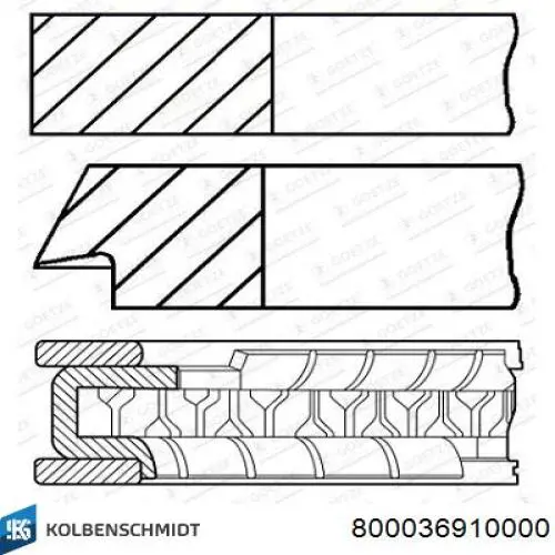 800036910000 Kolbenschmidt Поршневые кольца на 1 цилиндр, STD