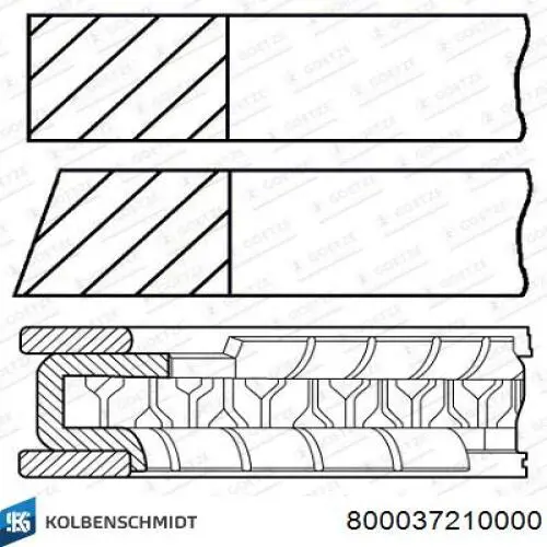 Комплект поршневых колец на 1 цилиндр, стандарт 800037210000 Kolbenschmidt