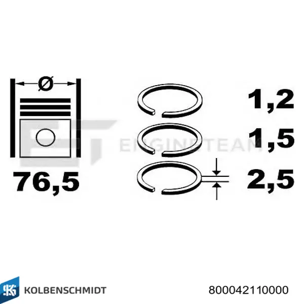 Купить 800042110000 Kolbenschmidt Комплект поршневых колец на 1 цилиндр, стандарт