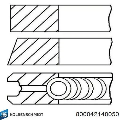 800042140050 Kolbenschmidt Комплект поршневых колец на двигатель, 2-й ремонт (+0,50)