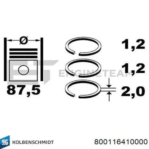 Купить 800116410000 Kolbenschmidt Комплект поршневых колец на 1 цилиндр, стандарт