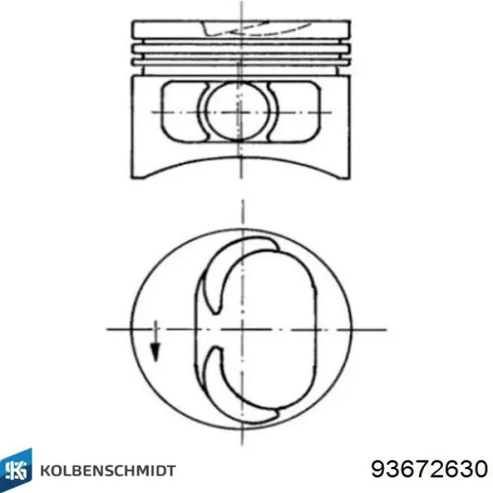 93672630 Kolbenschmidt поршень в комплекте на 1 цилиндр, 3-й ремонт (+0,75)