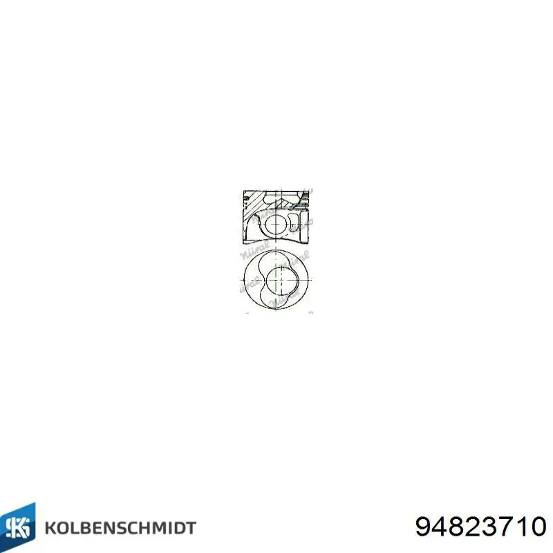 94823710 Kolbenschmidt поршень в комплекте на 1 цилиндр, 2-й ремонт (+0,50)