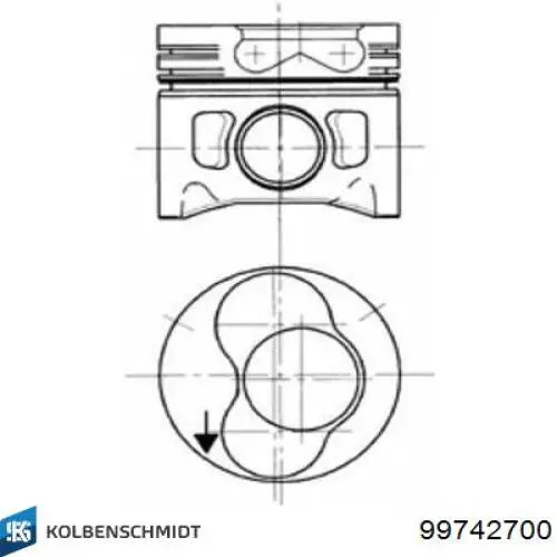 Поршень на 1 цилиндр 99742700 Kolbenschmidt