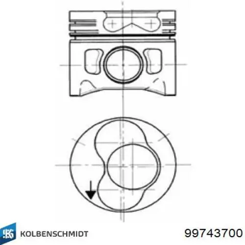 Pistón completo para 1 cilindro, STD 99743700 Kolbenschmidt