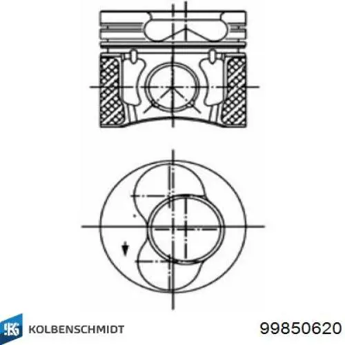 99850620 Kolbenschmidt поршень в комплекте на 1 цилиндр, 2-й ремонт (+0,50)