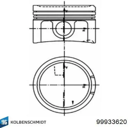 99933620 Kolbenschmidt поршень в комплекте на 1 цилиндр, 2-й ремонт (+0,50)