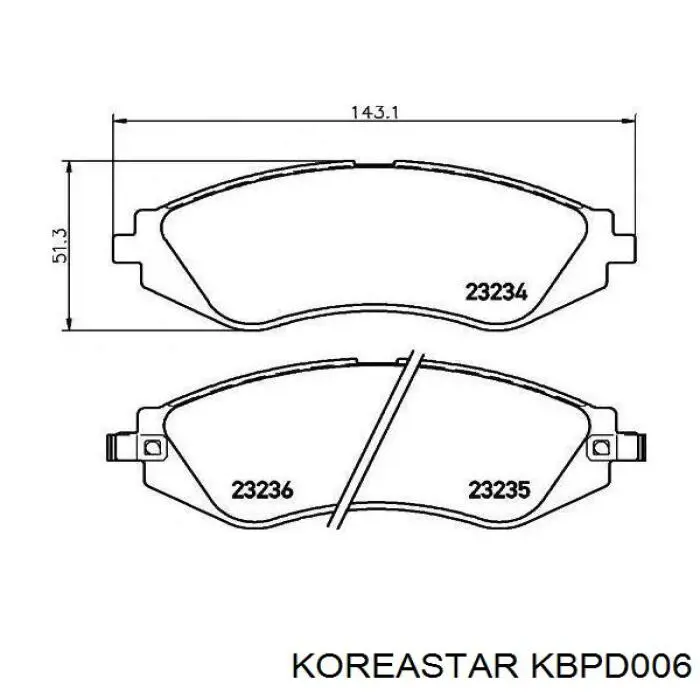 KBPD006 Koreastar колодки тормозные передние дисковые