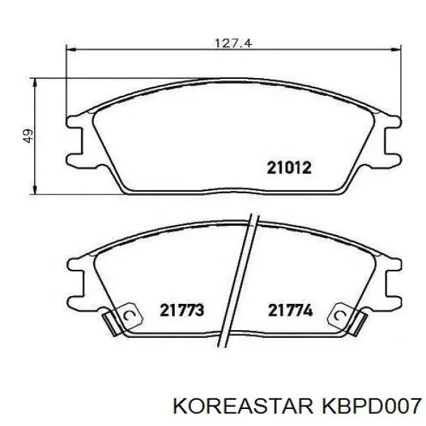 Колодки тормозные задние дисковые Koreastar KBPD007