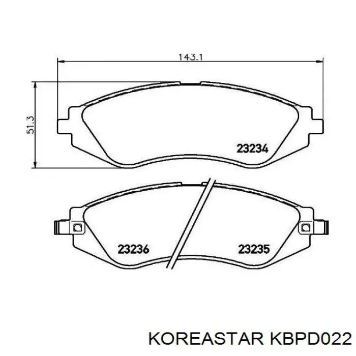 Передние тормозные колодки KBPD022 Koreastar