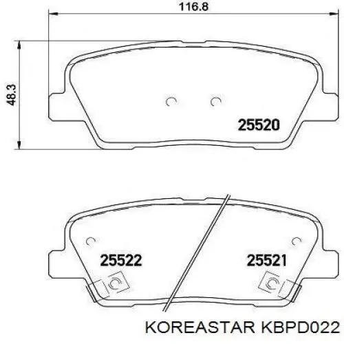 Передние тормозные колодки KBPD022 Koreastar