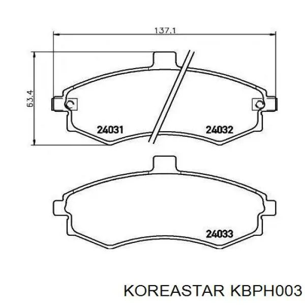 KBPH003 Koreastar колодки тормозные передние дисковые